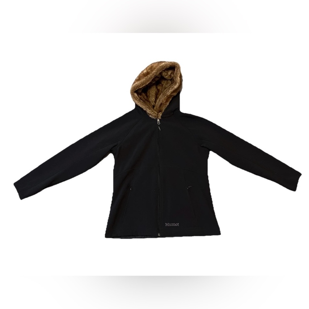 Marmot Black Ski Jacket with Tan Hood